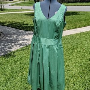 Casual Corner pleated green dress